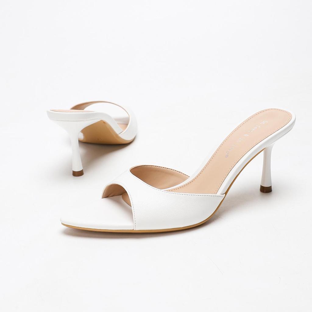 Mules da Donna Stile Europeo e Americano con Tacco Alto a Spillo, Punta Aperta e Una Fascia