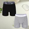 FINETOO 2Pcs Teenagers To Adults Parent-child Boyshort Simple Fashion Plus-size Shorts Men's Comfortable Underwear Elastic Waist