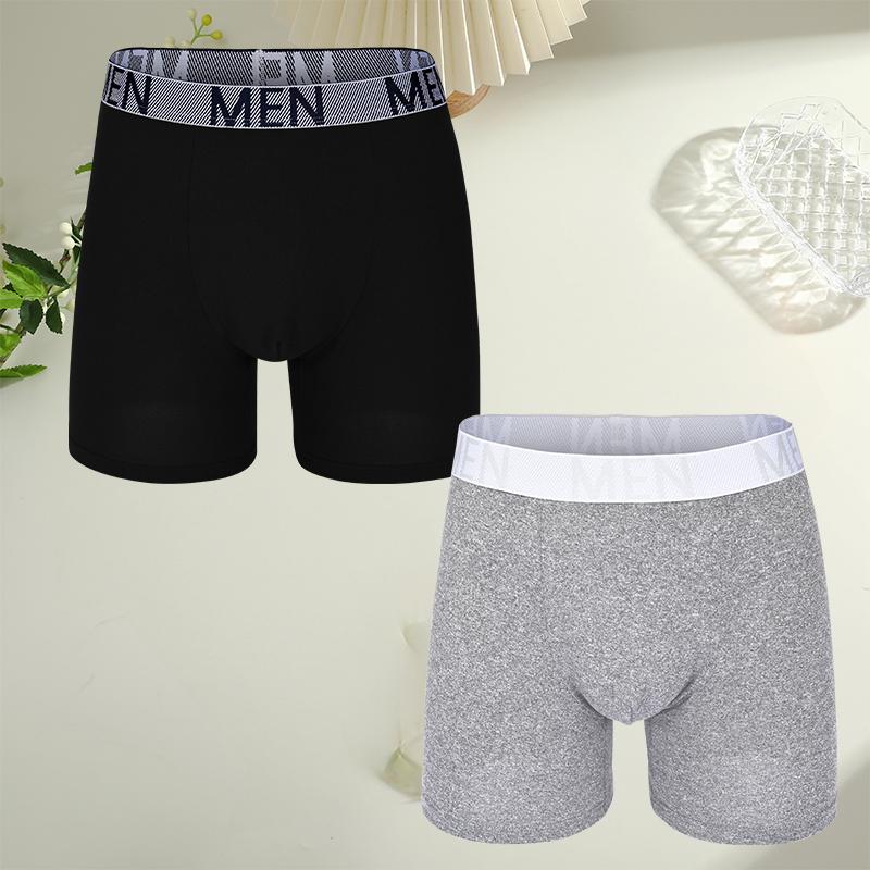 FINETOO 2Pcs Teenagers To Adults Parent-child Boyshort Simple Fashion Plus-size Shorts Men's Comfortable Underwear Elastic Waist