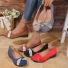 Womens Round Toe Slip-On Loafer With Rhinestone Detail Comfortable Wedge Heel Casual Shoe In Plus Sizes
