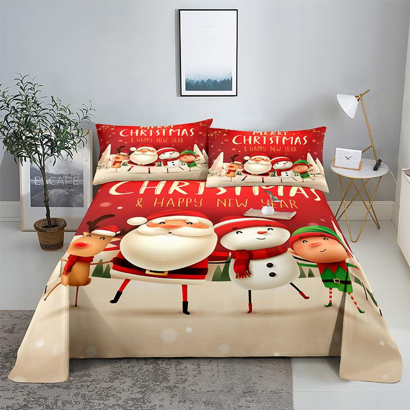 Comforter Merry Christmas Bed With 3D Print Santa Claus Home Decor New Year King Queen Full Size Red Bed