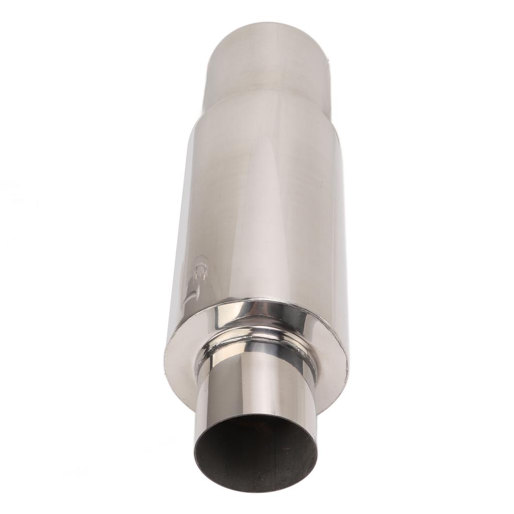 Edelstahl Auspuffschalldämpfer Resonator 2,5 Zoll Einlass 3,5 Zoll Auslass Endrohr Universell für Auto