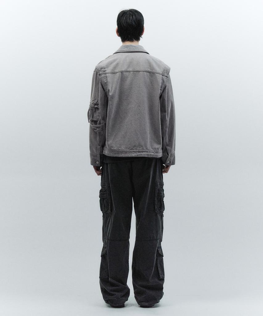 Insilence Boxy Fit Denim Trucker Jacket Sand Grey