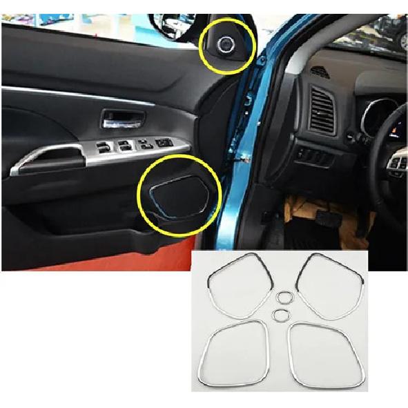 Car Door ABS Chrome Audio Speak Sound Cover Ring Circle Lamp Trim Stick 4PCs For Mitsubishi ASX 2013 2014 2015 2016 2017 2018