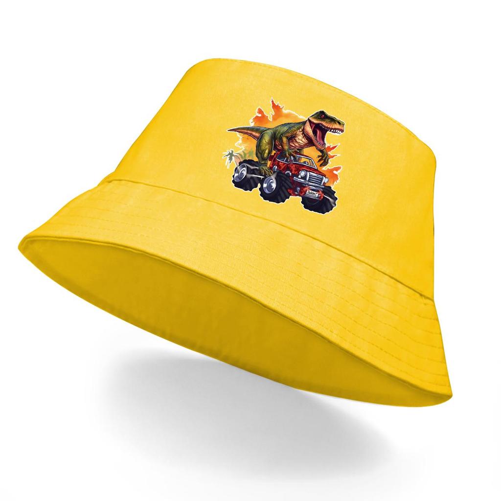 Bucket Hat With Dinosaur Monster Trunk Print , Fisherman Hat Summer Trendy Foldable Beach Cap