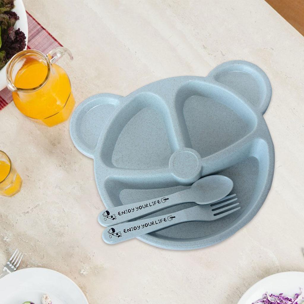 Divided Plates Set 3-Compartment Leakproof for Toddler Kids 