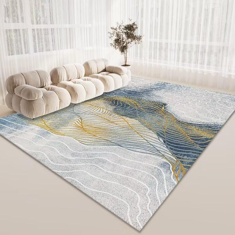 Wind Living Room Coffee Table Carpet, Room Bedroom Crystal Velvet Floor Mat, Home Dirt-Resistant Large Area Full Floor Mat