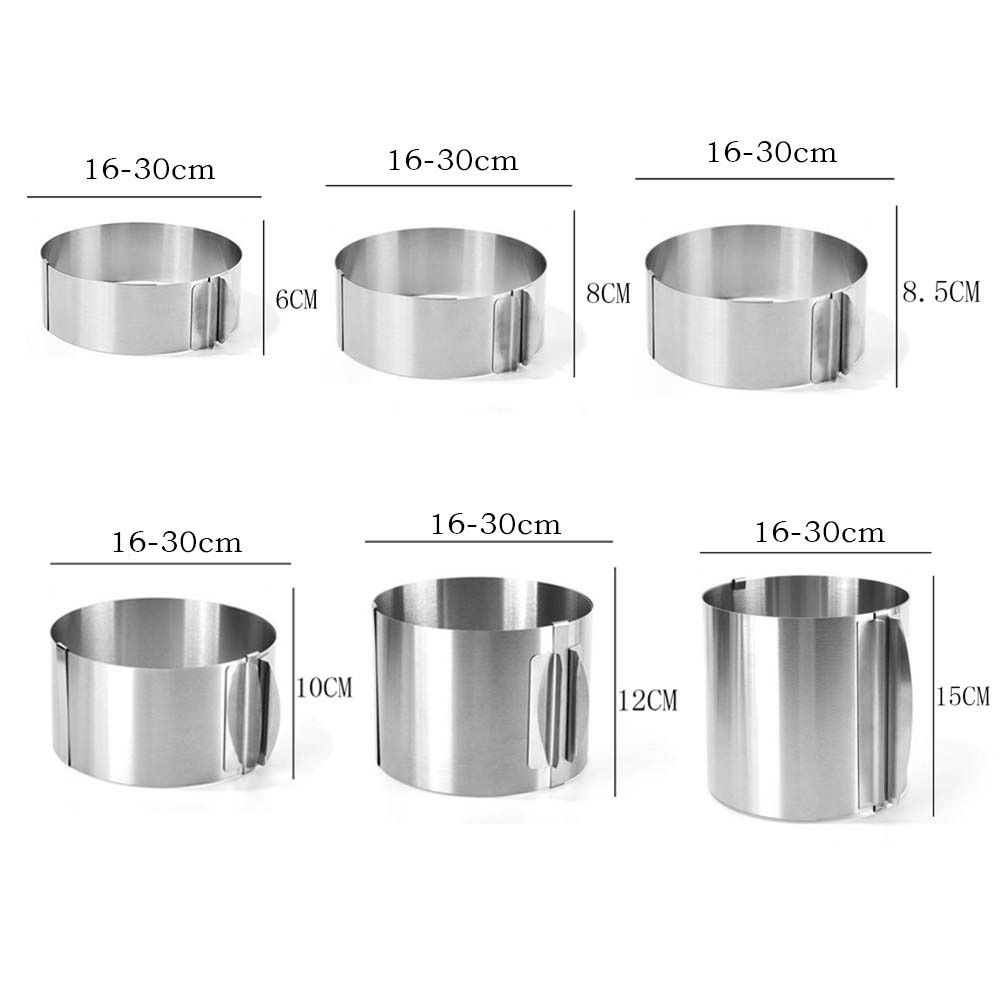 Supporto per dessert retrattile, stampo per torta con anello di mousse in acciaio inox graduato, tagliapasta per torta