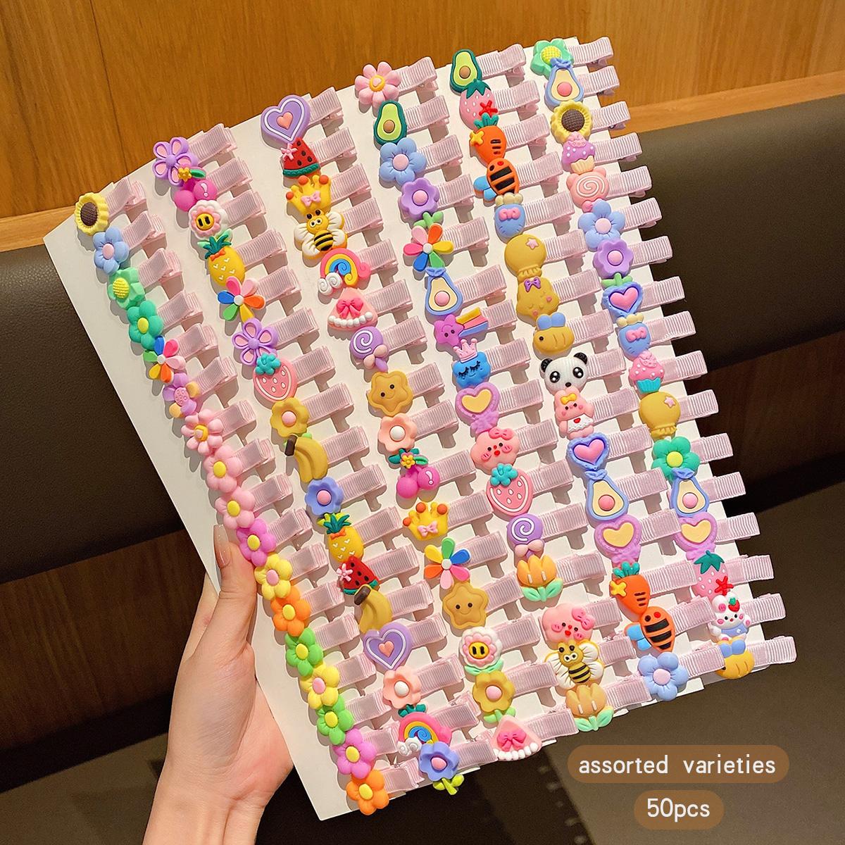 

50 random cartoon cute hair clips with sweet and stylish hair accessories suitable for daily use