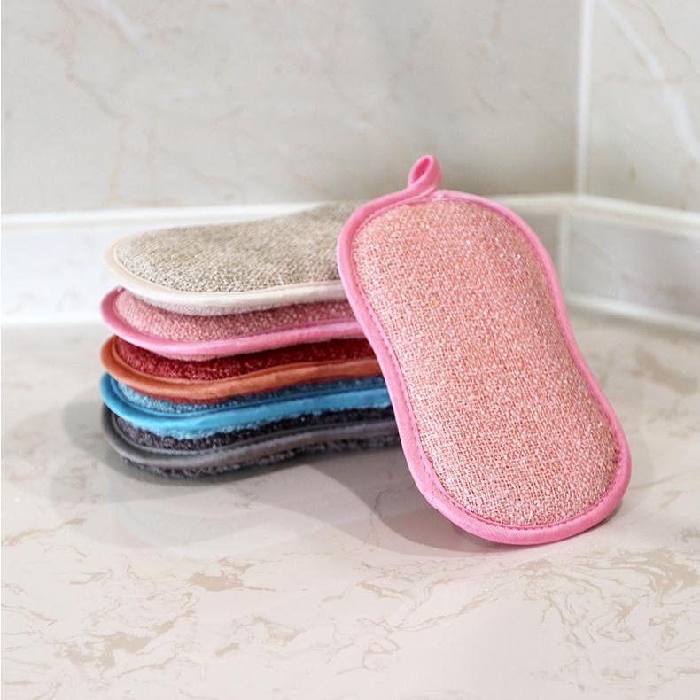 5pcs Double-sided Cleaner Reusable Microfiber Dishwashing Sponge Cloth To Clean Accessories