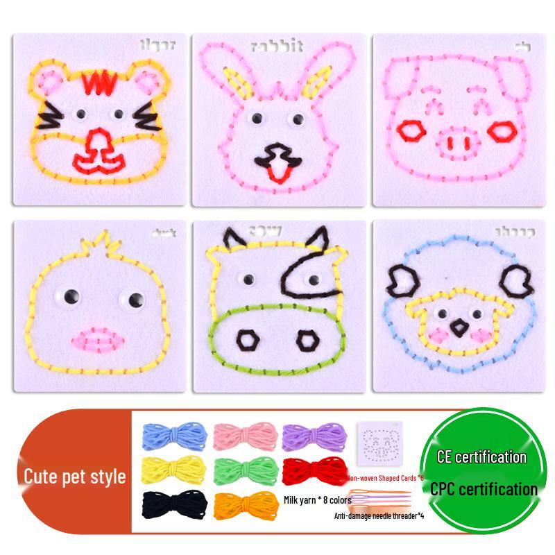 Montessori DIY Threading Toy Kit: Kindergarten Non-Woven Fabric Sewing Set