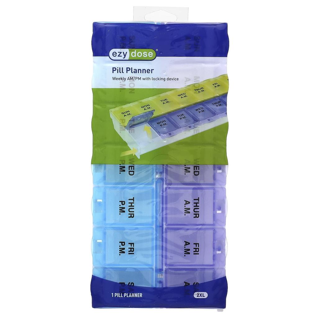 Weekly AM/PM Pill Planner with Lock, 2 XL, 1 Count