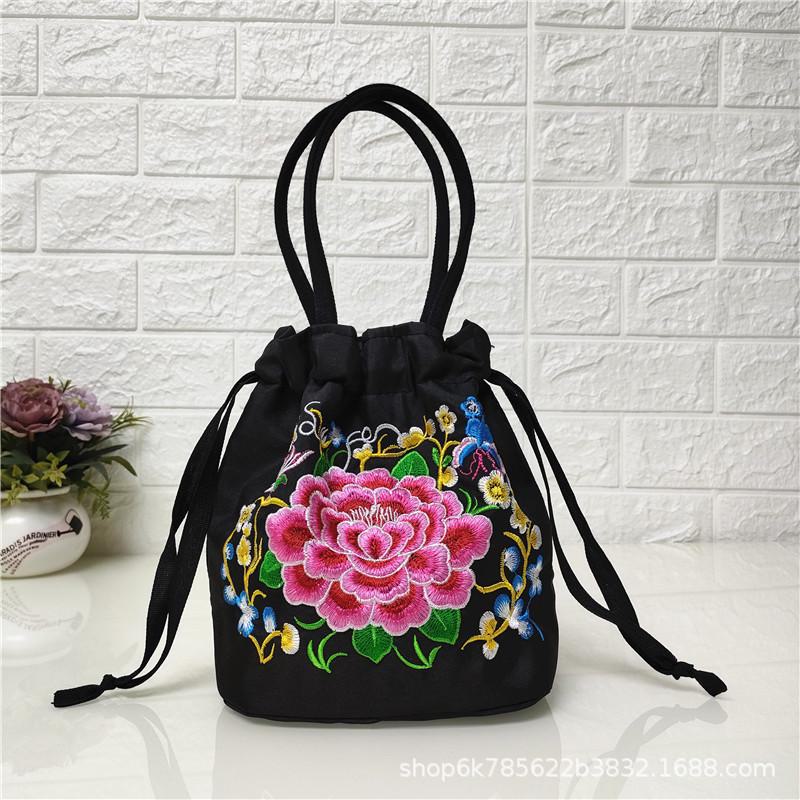 2024 Beuteltasche aus Canvas mit Kordelzug im Ethno-Stil für Damen