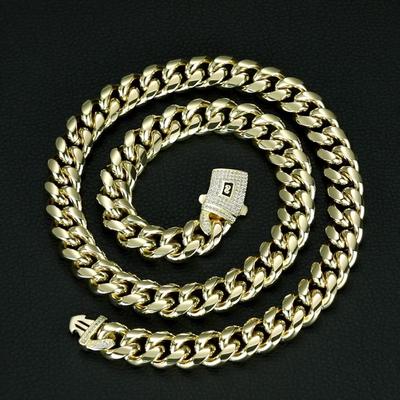 Herren Hip Hop 6-14mm Miami Cuban Kette Halskette 14K 18K Vergoldeter Edelstahl Monaco Cuban Glieder Gold Beschichtet