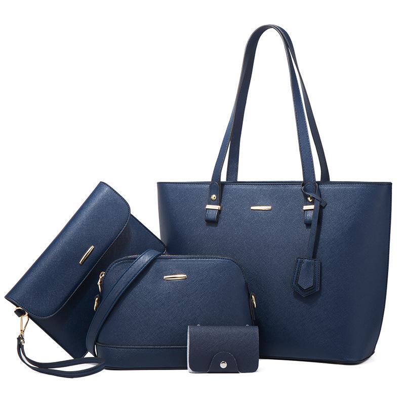 Women's Fashion Handbag Set 4 Pcs Vintage Elegant Tote Shoulder Crossbody Bag Large Capacity Purse