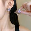 Atmosphere Silver Needle Flower Tassel Earrings - Elegant Studs for Women