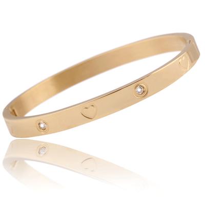 Pulseira de aço inoxidável de três cores de ouro rosa de aço titânio simples da moda 304 pulseira de amor de aço titânio