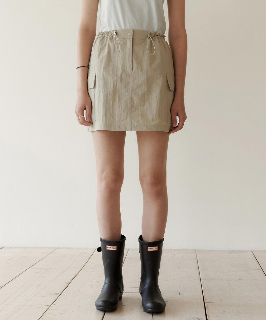 Roeil Nylon Cargo Mini Skirt - Beige
