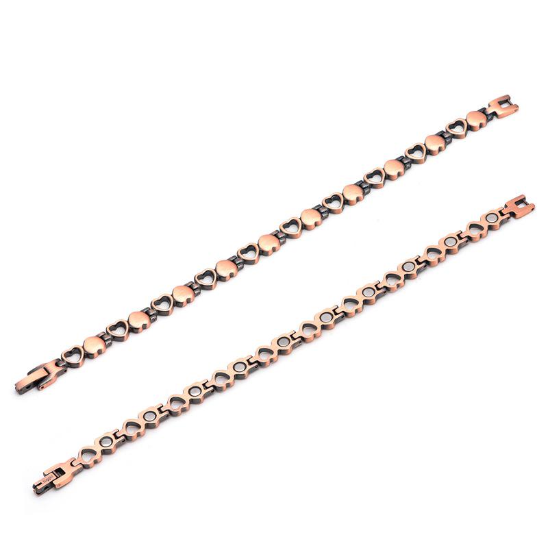 Versatile Women's Red Copper Heart Magnetic Therapy Bracelet