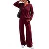 Women's Loose Fit Long Sleeve Top and Wide Leg Pants 2-Piece Tracksuit for Casual Workout