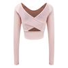 Yoga clothes women's 1011 spring new sports outdoor fitness mesh cross beautiful back long sleeve fitness clothes top