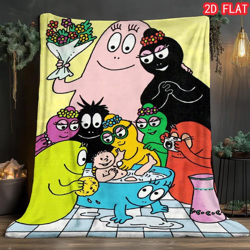 Barbapapa Family Cartoon Flannel Blanket Soft Warm Throw for Kids Adults Bed Sofa Couch All Season