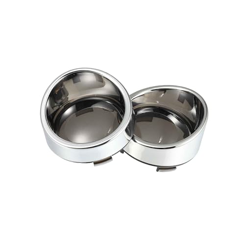 

BULLSPANN Clear Turn Signal Lens Covers, 50mm, with Silver Tone Visor Bezels, for Harley Dyna, Sportster, Road King, Street, Electra Glide, and Softai