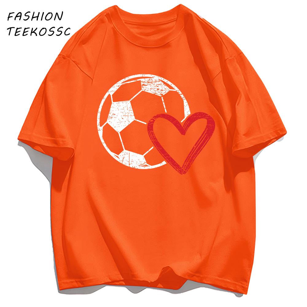 Hollow Out Football Heart Design Print TShirt Men Cotton Crewneck T Shirts Summer Loose Clothes Multicolor Trendy Short Sleeve