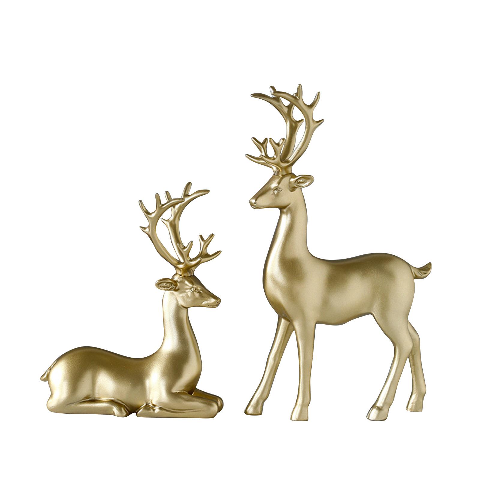 

Набор фигурок из 2 статуэток оленей из смолы, скульптура лося, украшения оленя для гостиной, тумба под телевизор, винный шкаф, домашний декор One Size