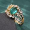 Gorgeous Sparkling 3layer Women Golden Plated Rings Olive Green Synthetic Zirconia Elegant Wedding Anniversary Jewelry Accessory