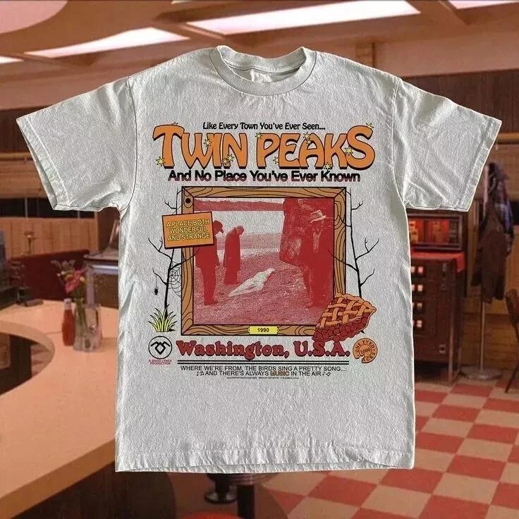Twin Peaks 90s Retro Style White Short Sleeve Unisex T shirt Vtg S-5XL M504 S