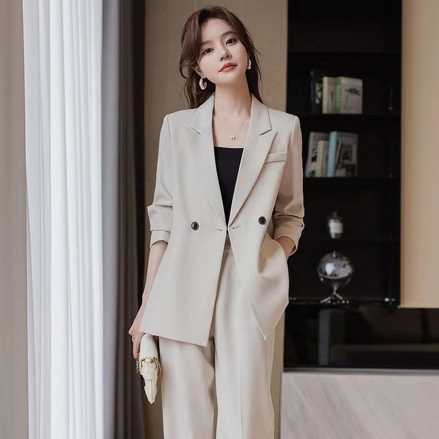 Women's Spring Summer New Style Suit Set, Elegant Goddess Style High-End Business Formal Wear Pants Jacket