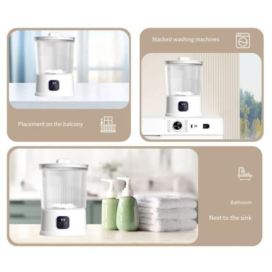 Mini Mașină de Spălat 2L Fără Fir Curățător Lenjerie Intimă Funcționare Silențioasă Mașină de Spălat Portabilă pentru Călătorii Camping Apartament