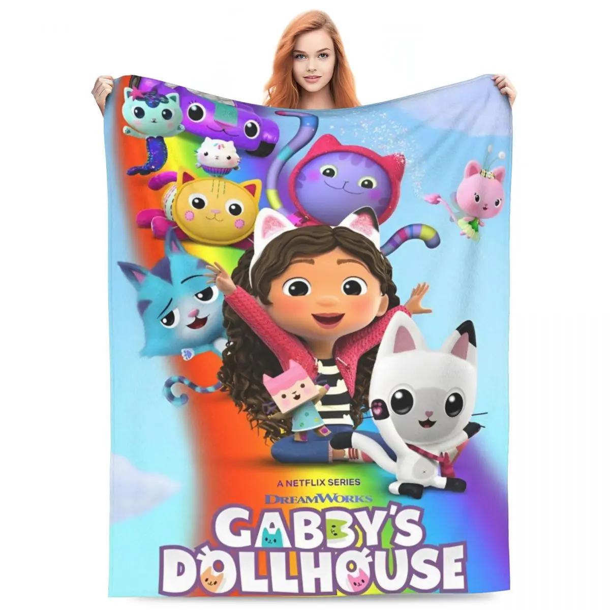 

Cute G-Gabbys Girl Dollhouse Blankets Fleece Spring/Autumn Magic House Breathable Soft Throw Blanket for Bed Couch Rug Piece 100x150cm