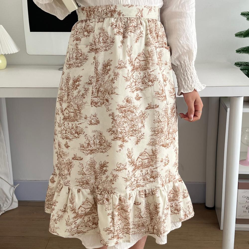 

Waterproof bust wind solid color cotton super apron strap length can be used as skirt housework fish tail