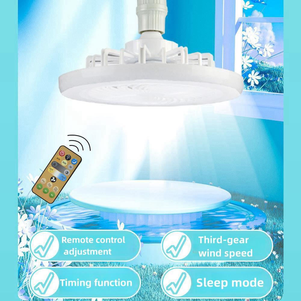 AC85-265V LED Fan Ceiling Light Fan and Lamp 2-in-1 3-Speed Modes E27 LED Lamp with Remote Controller for Living Room Bedroom