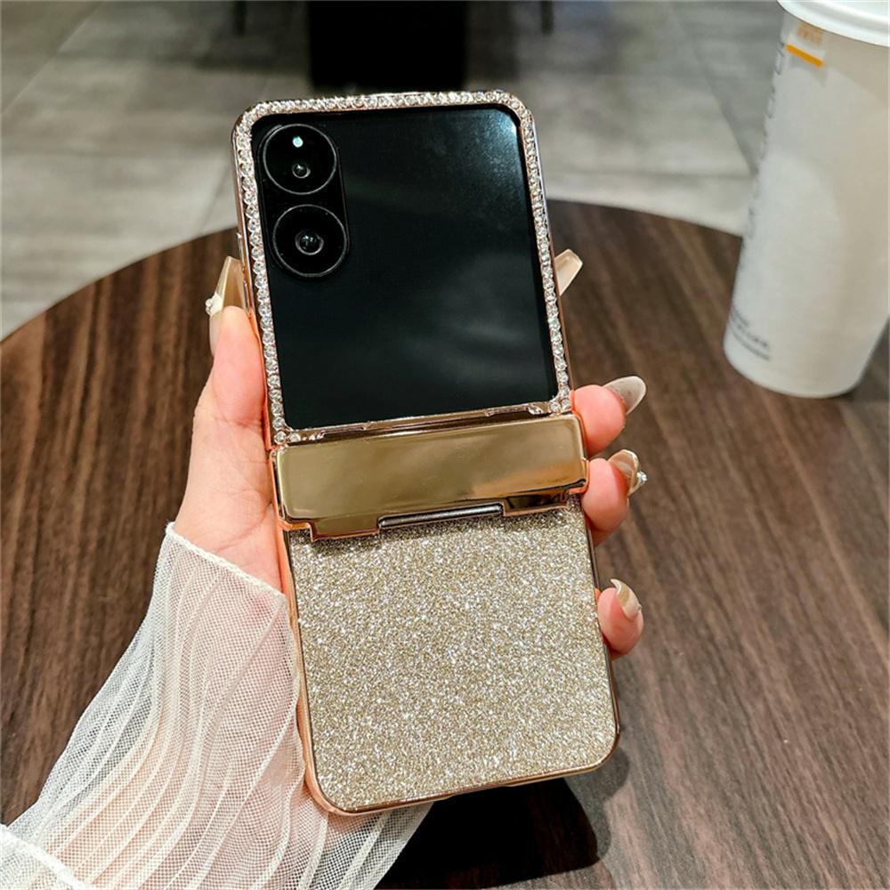 For Xiaomi Mix Flip 2 Case Hinge Protection Rhinestone Glitter PC Phone Cover