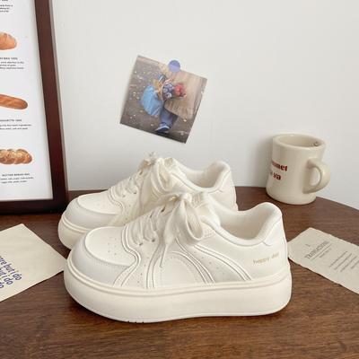 Milk White Platform White Shoes Female Ugly Cute Autumn New Chic Niche Breathable Board Shoes Sports Bread Shoes