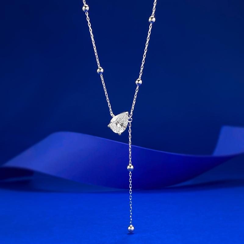

Water Droplets, Diamond Tears, Fringed Y-Shaped Small Round Beads, Daily Light Luxury, Exquisite Collarbone Chain 925 silver