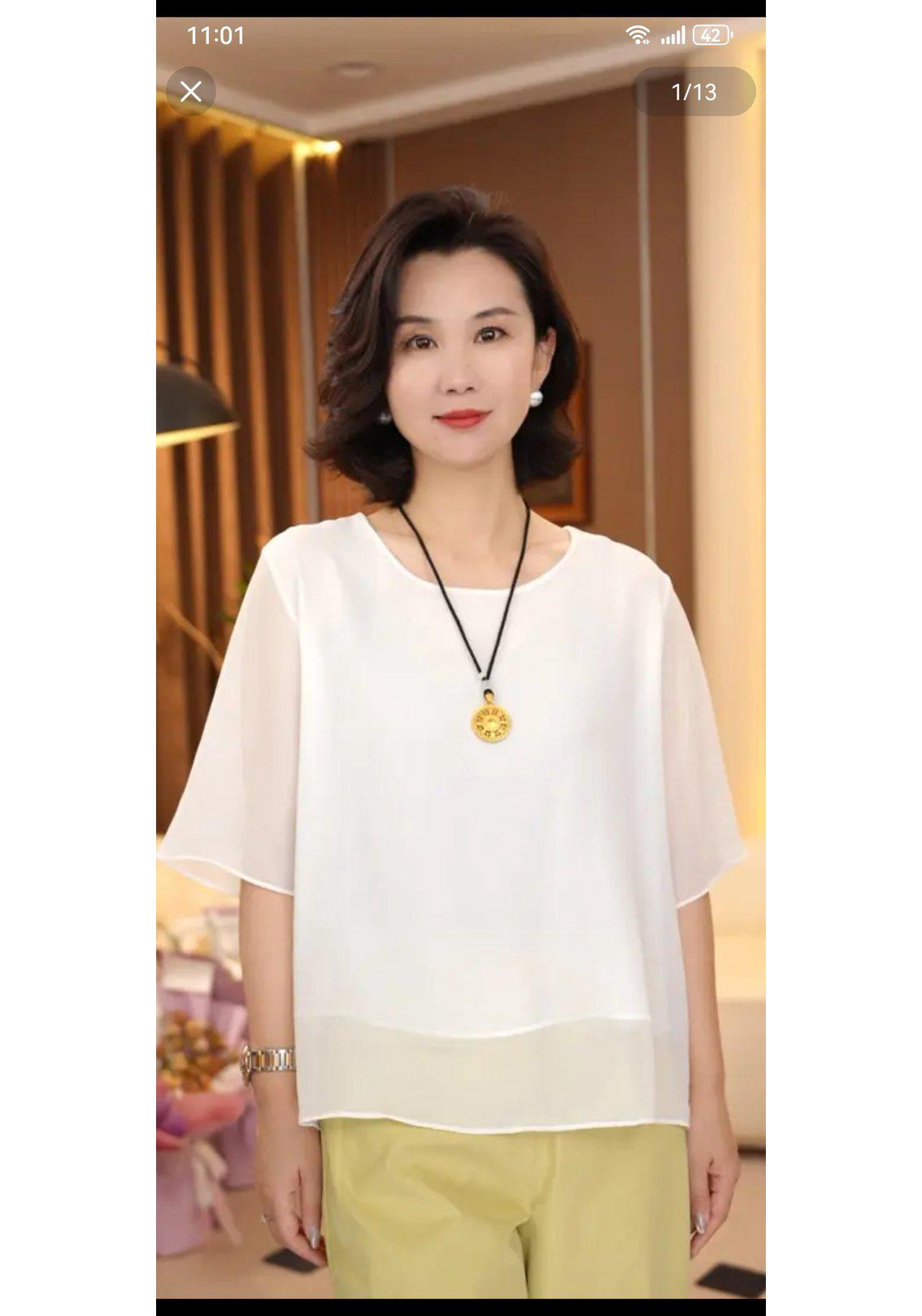 

Casual Summer Chiffon Shirt for Middle-Aged & Elderly Women L білий