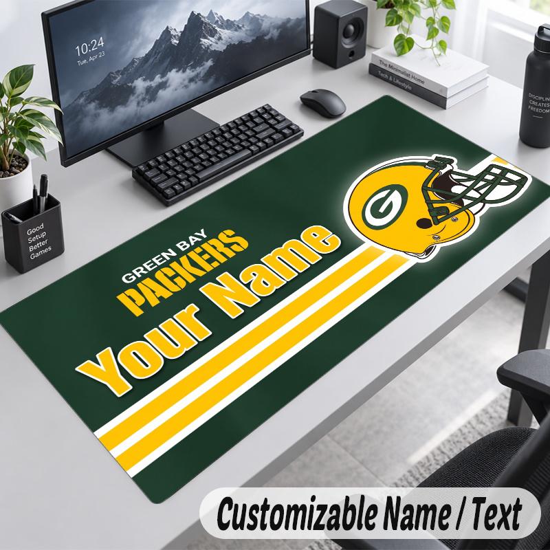 Green Bay Packers Personalized Large Mouse Pad Custom Name Text Extended Desk Mat Gaming Mousepad