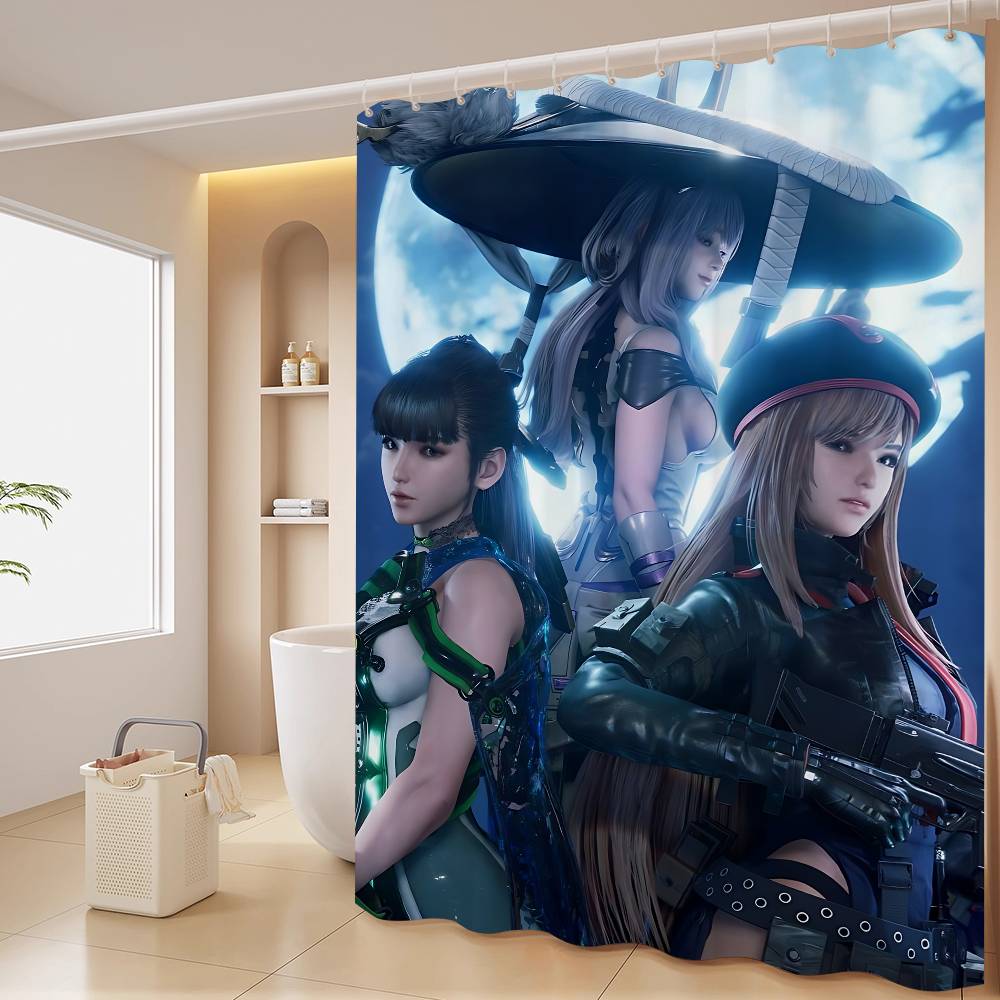 Game Stellar Blade Bathroom Shower Curtain Shielding Partition Shower Curtain Quick Dry Can Be Scrubable Light Opaque Bath