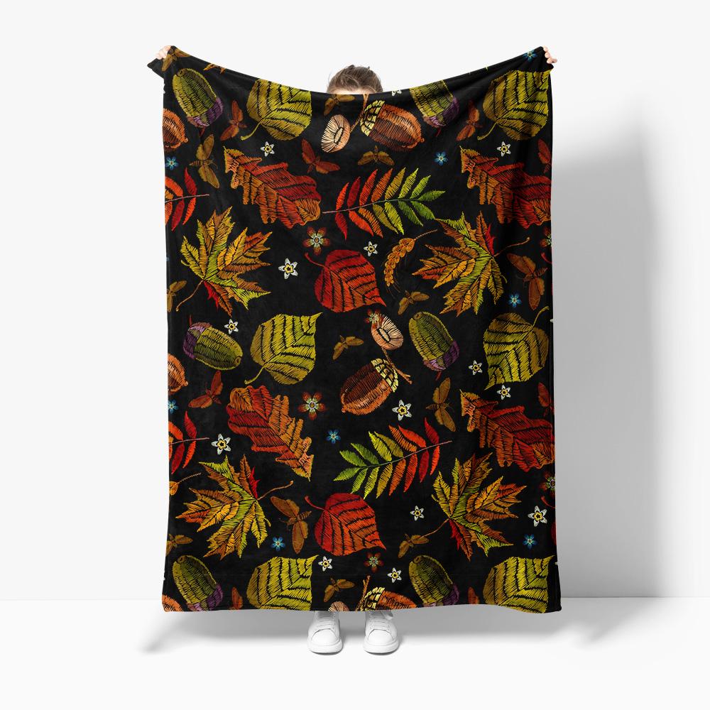 

Autumn Leaves pattern Flannel printed blanket suitable for all seasons suitable for living room office sofa and travel 180x250CM 75x100cm