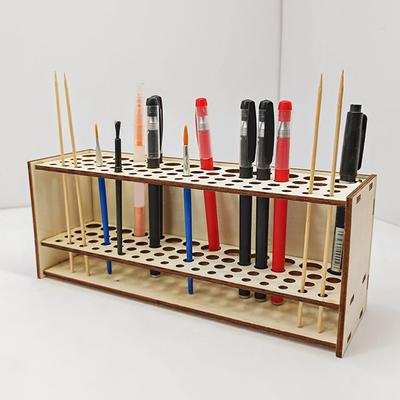 67 Holes Paintbrush Holder Stand Wooden Paint Brush Stand Desk Organizer Wall Mounted Makeup Brush Shelf For Painting Supplies