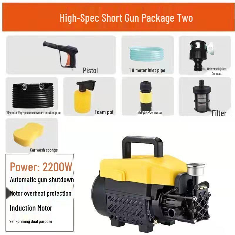 220V Portable High-Pressure Automatic Car Washer with Brush and Water Gun