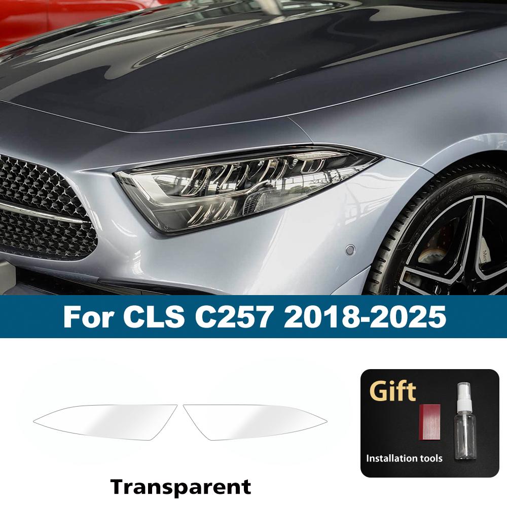 For Mercedes Benz CLA/CLE/CLS TPU Car Headlight Protective Film Smoke Black Gloss Pre-Cut PPF Anti-Scratch Vinyl Wrap Cover Kit