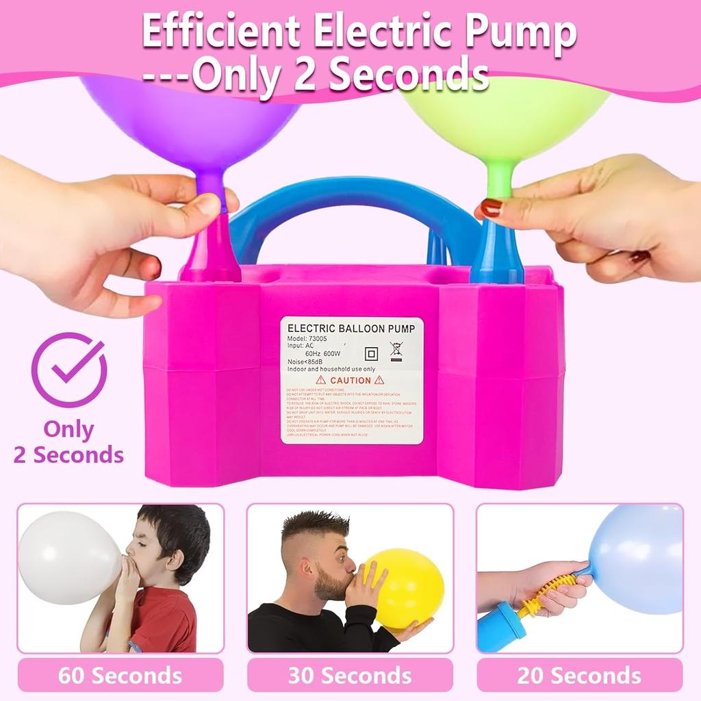 Balloon Pump, Balloon Pump Electric, Portable Dual Nozzle Electric Blower Air Pump Inflator for Party Decoration