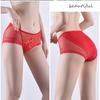 Silk Embroidery Mid Waist Lace Sexy Lingerie Seamless Women's Plus Size Big Red Underwear Women Panties