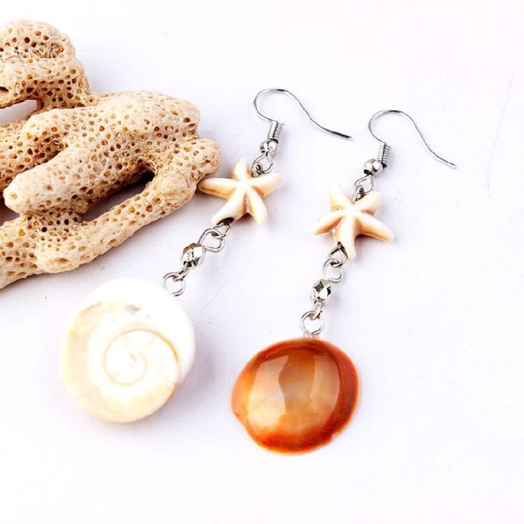 Starfish Dangle Earrings with Conch for Sensitive Ears Handmade Sea Inspired Ear Accessories Earwear for Trendy Women
