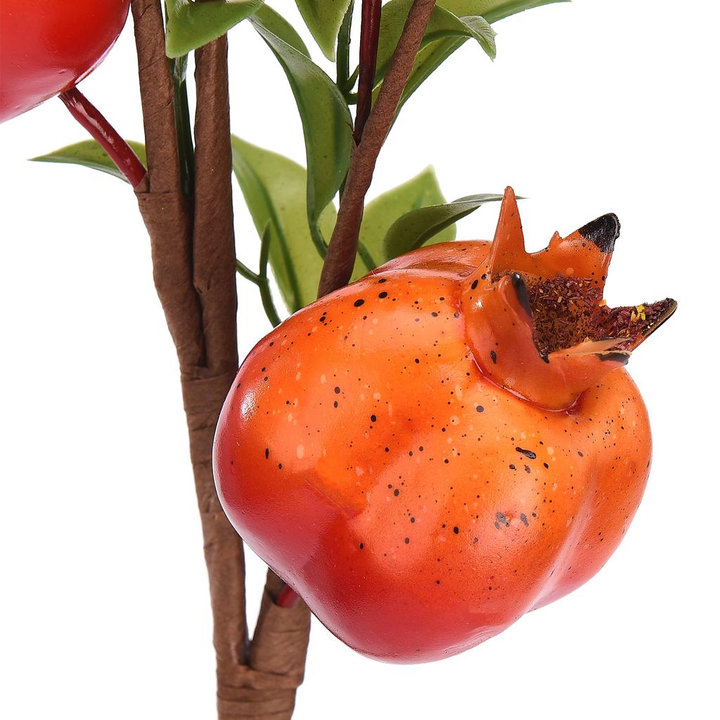Artificial Pomegranate Branch with Red Fruit Green Leaves Simulated Decoration for Home